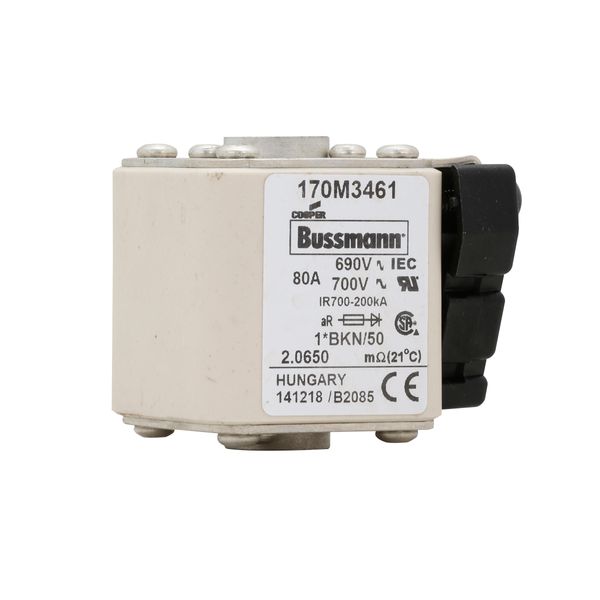 Fuse-link, high speed, 80 A, AC 690 V, compact size 1, 45 x 59 x 51 mm, aR, IEC, UL, single indicator image 7