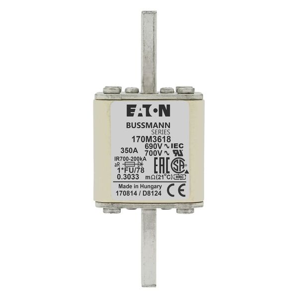 Fuse-link, high speed, 350 A, AC 690 V, compact size 1, 45 x 45 x 110 mm, aR, IEC, UL image 6