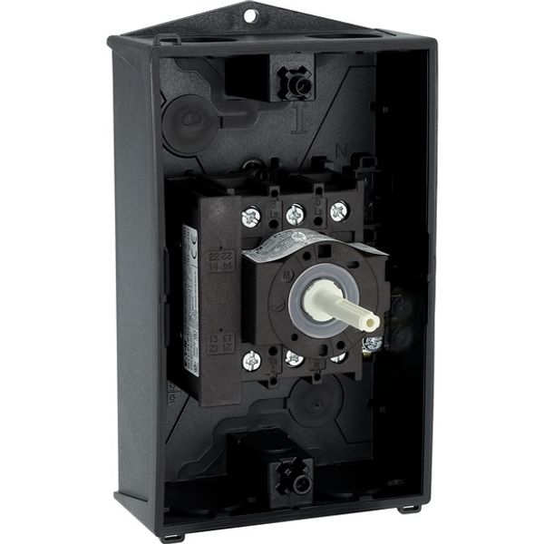 Main switch, P1, 25 A, surface mounting, 3 pole, 1 N/O, 1 N/C, STOP function, With black rotary handle and locking ring, Lockable in the 0 (Off) posit image 12