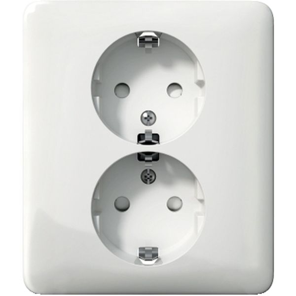 Exxact double socket-outlet earthed screwless white project pac image 2
