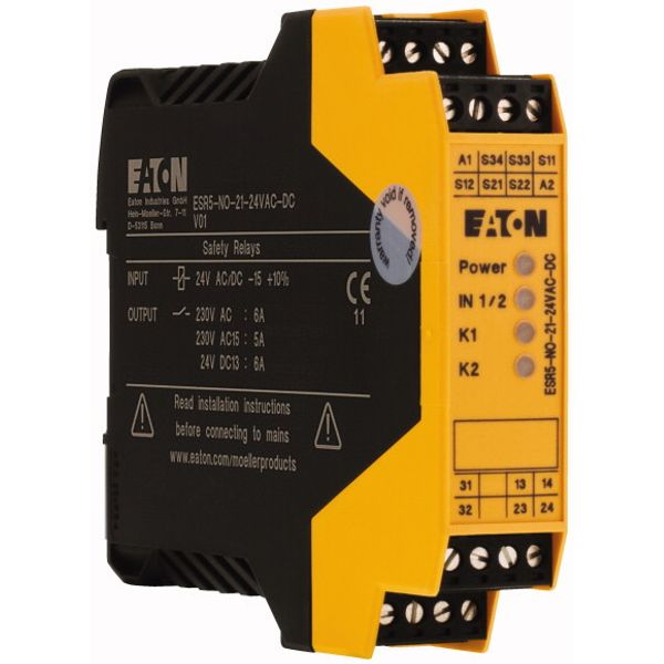 Safety relay emergency stop/protective door, 24VDC/AC, 2 enabling paths image 4