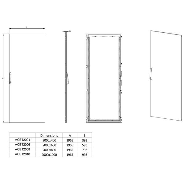 Sheet steel door for 1 door enclosure H=2000 W=1000 mm image 3