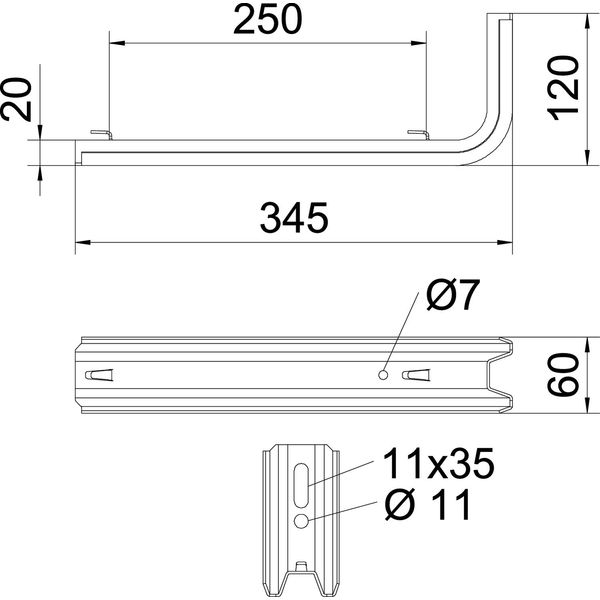 TPSAG 345 FS TP wall and support bracket for mesh cable tray B345mm image 2