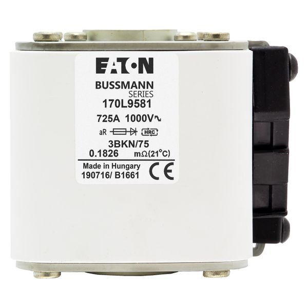 Fuse-link, high speed, 725 A, AC 1000 V, Size 3, 76 x 92 x 75 mm, aR, IEC, single indicator image 16