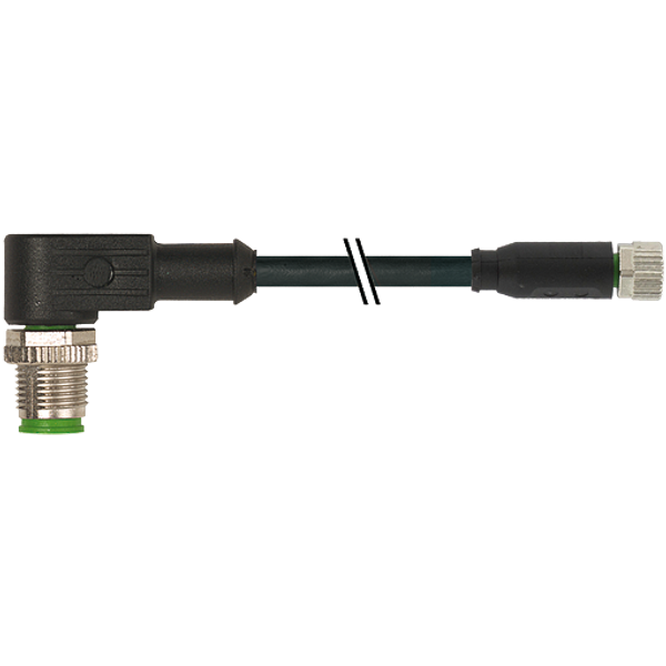 M12 male 90° / M8 female 0° A-cod. PVC 3x0.25 bk UL/CSA 4m image 1