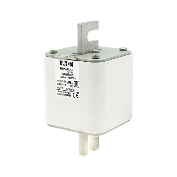 Fuse-link, high speed, 500 A, AC 1000 V, DIN 3, 74 x 90 x 139 mm, aR, DIN, IEC, single indicator image 17