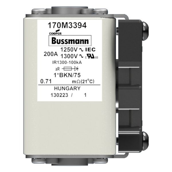 Fuse-link, high speed, 200 A, AC 1250 V, compact size 1, 45 x 59 x 75 mm, aR, IEC, UL, single indicator image 1