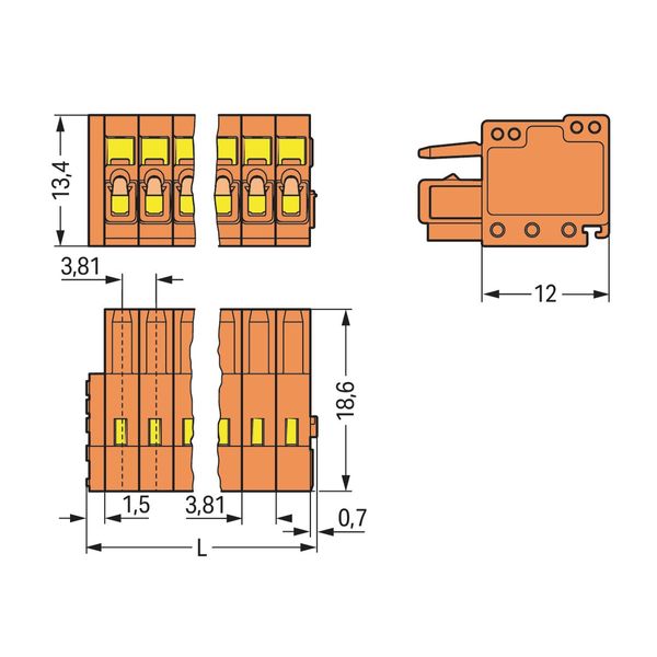 1-conductor female connector CAGE CLAMP® 1.5 mm² orange image 2
