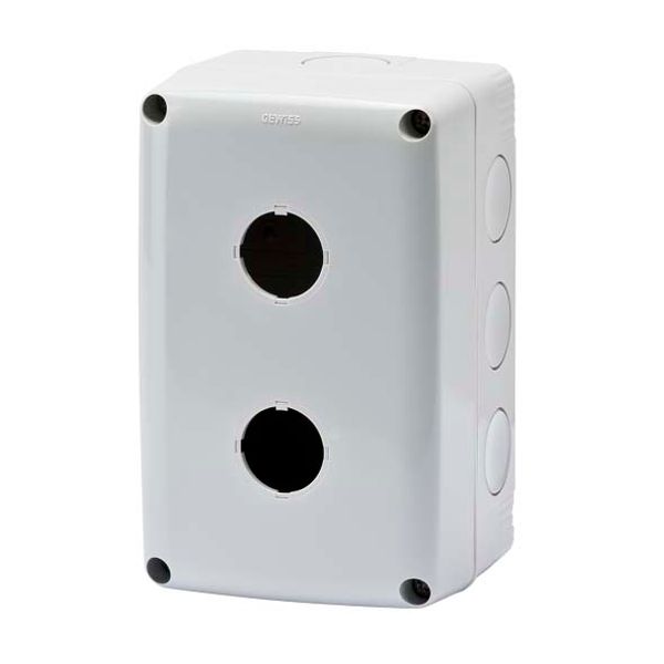 EMPTY ENCLOSURE FOR PUSH-BUTTONS, CONTROLS AND INDICATORS - 2 GANG - DIAMETER 22mm - GREY RAL 7035  LID - IP66 image 2