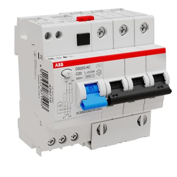 DS203 AC-C20/0.03 Residual Current Circuit Breaker with Overcurrent Protection image 1