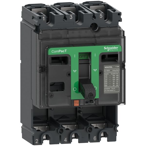 Circuit breaker basic frame, ComPacT NSX100F, 36 kA at 415 VAC 50/60 Hz, 100 A, without trip unit, 3 poles image 1