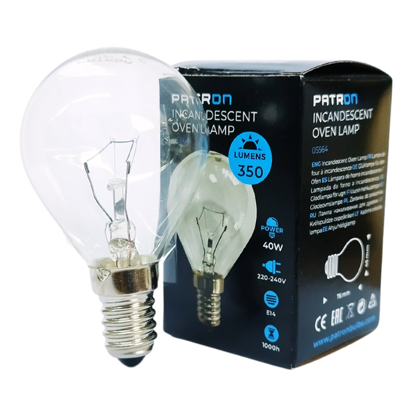 Incandescent Oven Lamp 40W E14 P45 300° PATRON image 1