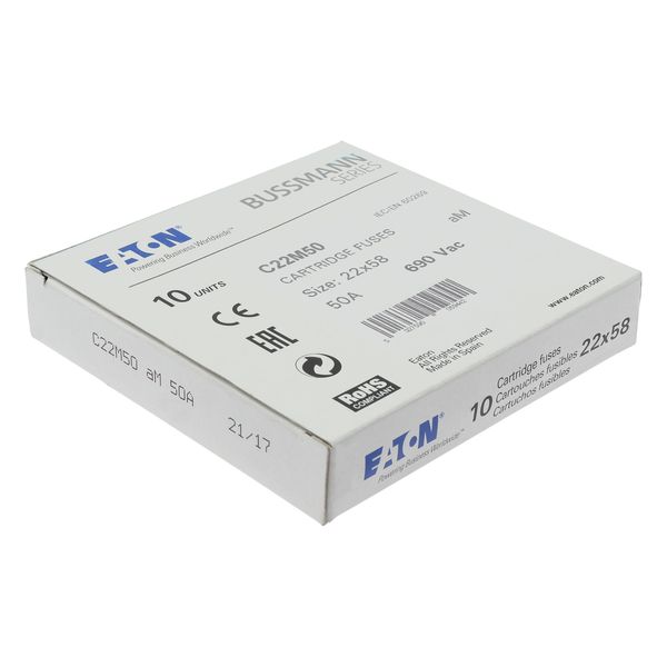Fuse-link, LV, 50 A, AC 690 V, 22 x 58 mm, aM, IEC image 15