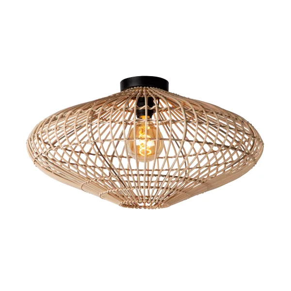 Lucide MAGALI - Flush ceiling light - Ø 56 cm - 1xE27 - Light wood image 1