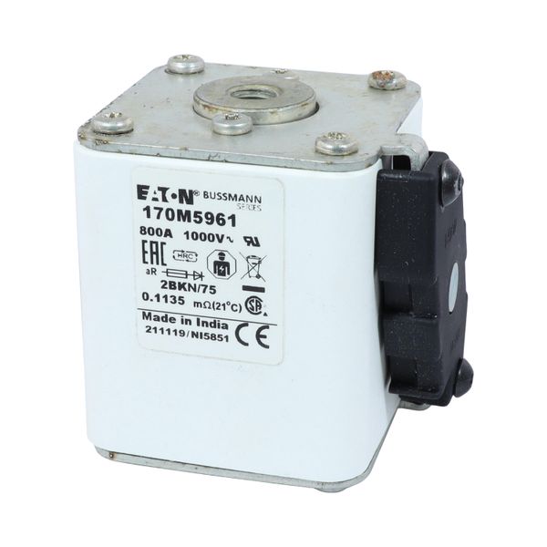 Fuse-link, high speed, 800 A, AC 1000 V, size 2, 59 x 77 x 75 mm, aR, IEC, UL, single indicator image 14