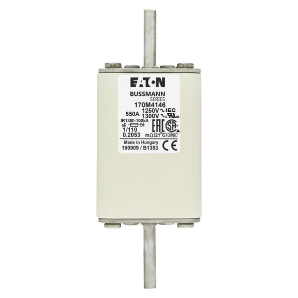 Fuse-link, high speed, 550 A, AC 1250 V, size 1, 53 x 66 x 138 mm, aR, DIN, IEC, single indicator image 7