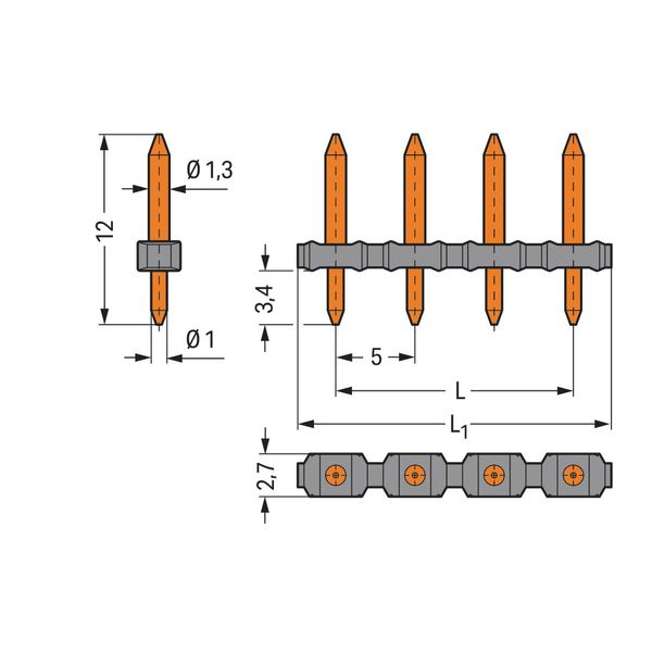 806-907 THT pin strip; straight; Pin spacing 5 mm image 1