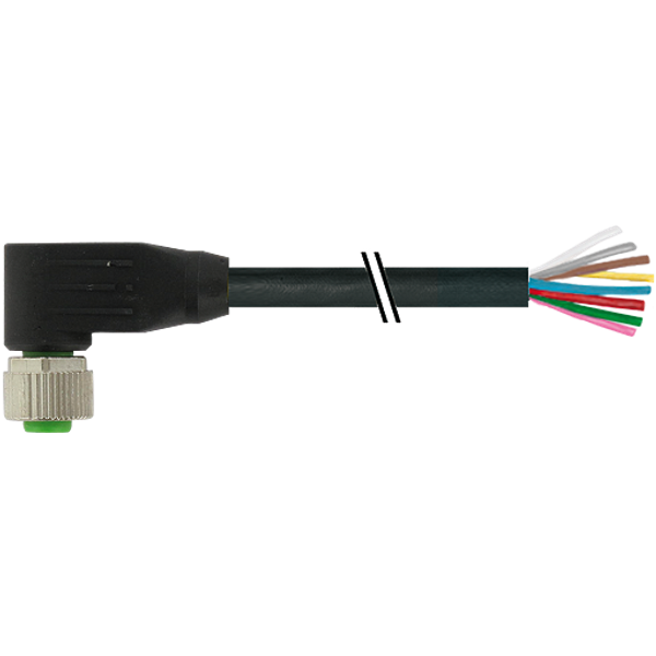 M12 female 90° A-cod. with cable PVC 8x0.25 bk UL/CSA 20m image 1