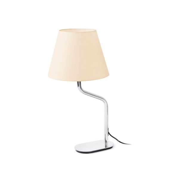 ETERNA CHROME TABLE LAMP BEIGE LAMPSHADE image 1