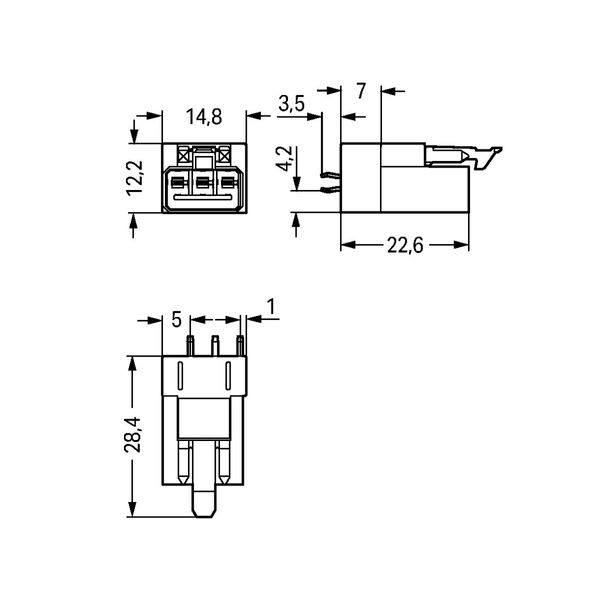 Plug for PCBs straight 3-pole white image 5