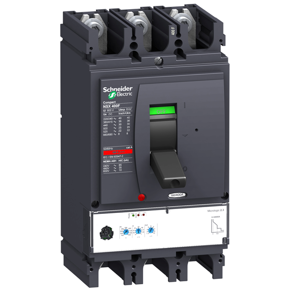 circuit breaker ComPact NSX400N, 50 kA at 415 VAC, MicroLogic 2.3 trip unit 250 A, 3 poles 3d image 4