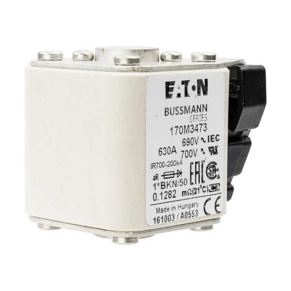 Fuse-link, high speed, 630 A, AC 690 V, compact size 1, aR, IEC, UL, single indicator image 12