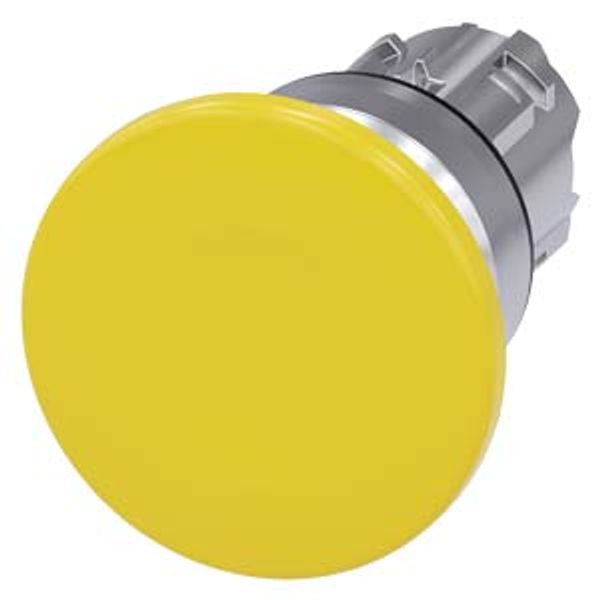 Mushroom pushbutton, 22 mm, round, metal, shiny, yellow, 40 mm,...3SU1050-1BD30-0AA0-Z Y10 image 1