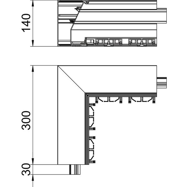 GAD IEL Internal corner, Design duct without cover 114x140x300 image 2