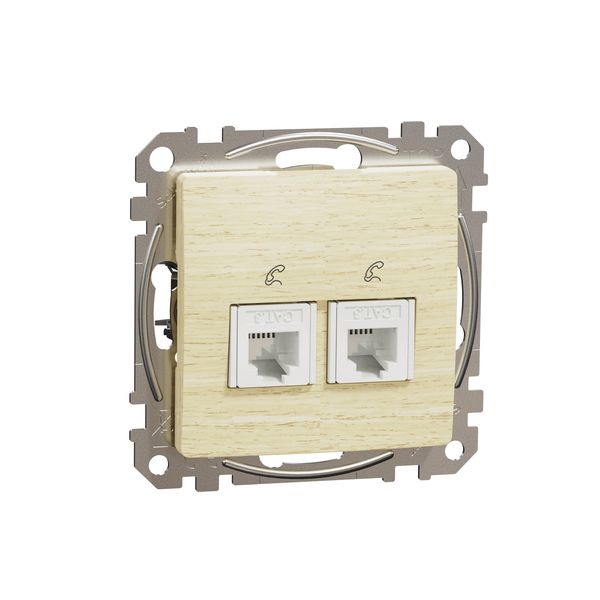 Double Telephone socket, Sedna Design & Elements, RJ11, Wood birch image 4