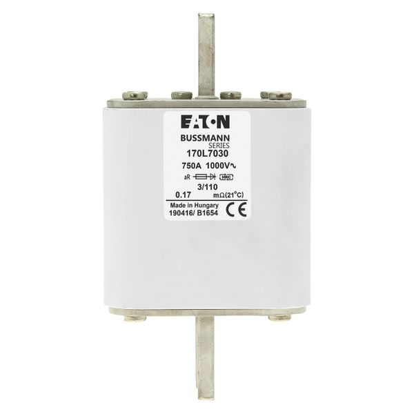 Fuse-link, high speed, 750 A, AC 1000 V, Size 3, 76 x 90 x 141 mm, aR, DIN, IEC, visual indicator image 16