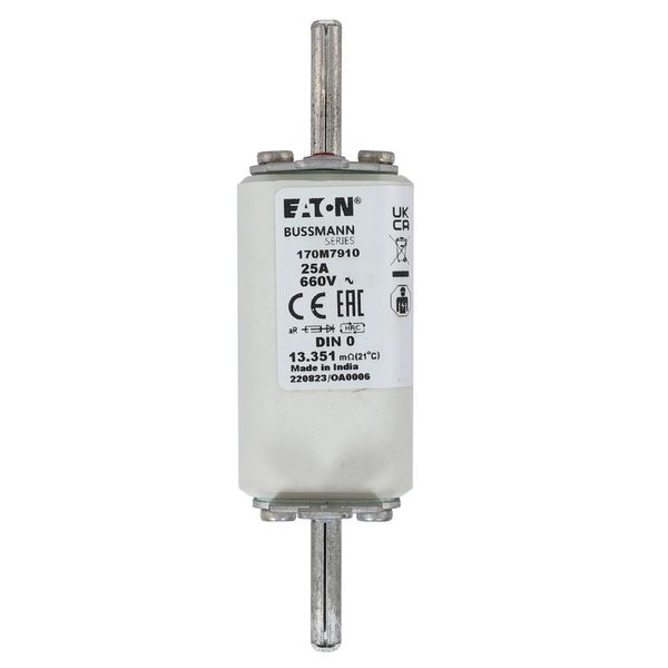 Fuse-link, high speed, 25 A, AC 660 V, DIN 0, aR, DIN, IEC, single indicator, live gripping lugs image 20