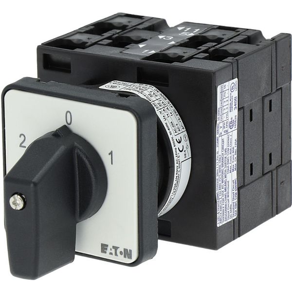 Reversing switches, T3, 32 A, flush mounting, 3 contact unit(s), Contacts: 6, 45 °, maintained, With 0 (Off) position, 2-0-1, SOND 29, Design number 2 image 15