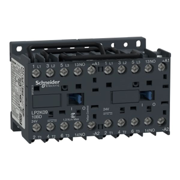 TeSys K reversing contactor, 3P, AC-3 440V 9 A, 1NO, 24V DC coil,screw clamp terminals image 3