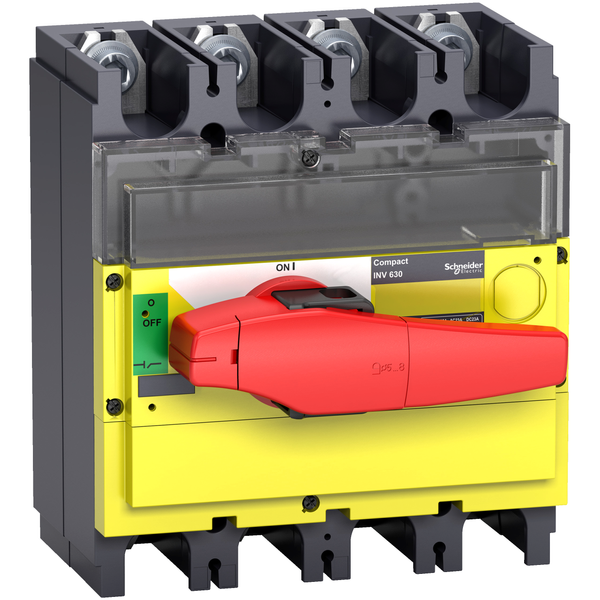 switch disconnector, Compact INV400, visible break, 400 A, with red rotary handle and yellow front, 4 poles image 4
