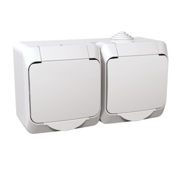 2 socket-outlet, shutters, white image 1