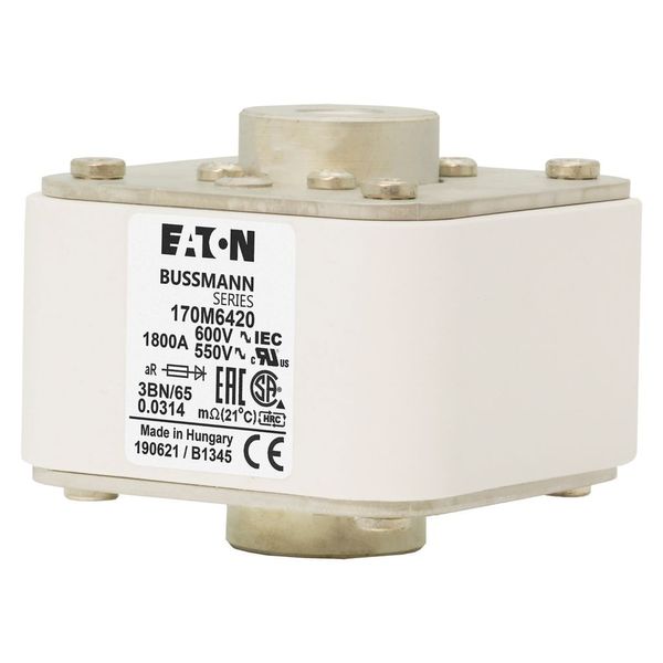 Fuse-link, high speed, 1800 A, AC 600 V, size 3, 76 x 92 x 53 mm, aR, IEC, UL, single indicator image 4