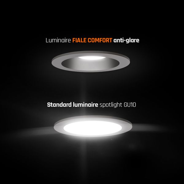 FIALE COMFORT ANTI - GLARE GU10 250V IP20 FI85x50mm WHITE round reflector black, adjustable image 6