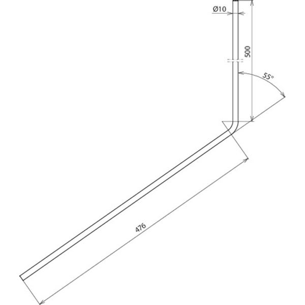 Air-termination rod D 10mm L 1000mm Al 55° angled, chamfered on both s image 2