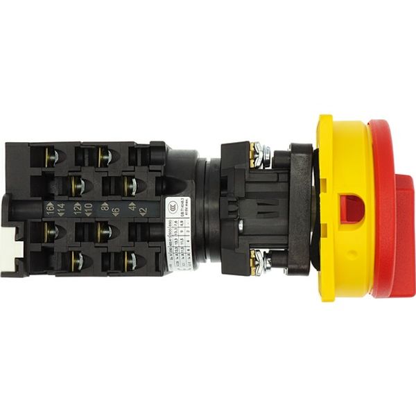 On-Off switch, T0, 20 A, service distribution board mounting, 4 contact unit(s), 8-pole, with black thumb grip and front plate image 9