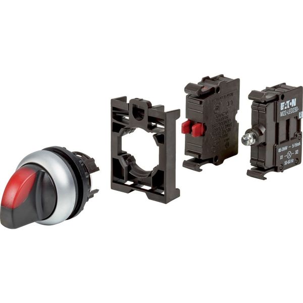 Illuminated selector switch actuator, RMQ-Titan, maintained, 2 positions, 1 NC, red, LED 230 VAC, Blister pack for hanging image 2