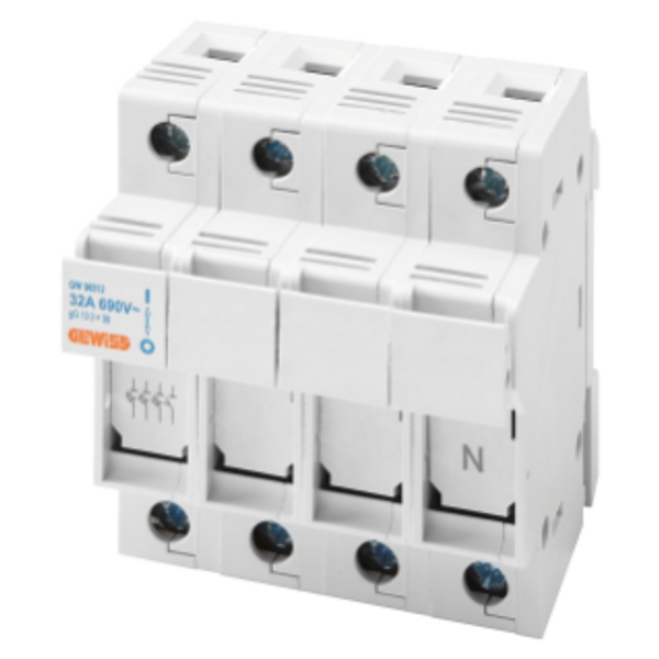 DISCONNECTABLE FUSE-HOLDER - 3P+N 10,3X38 690V 32A - 4 MODULES image 1