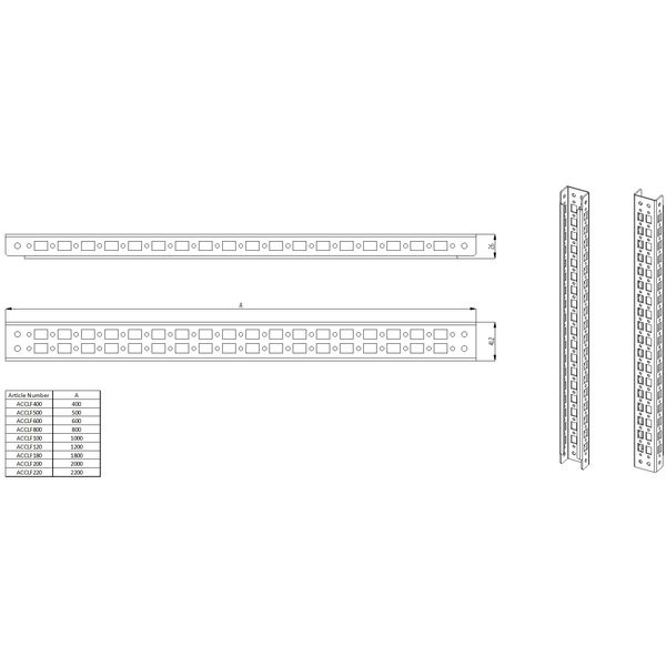 Mounting profiles (pair) L=600 mm with mounting accessories image 2