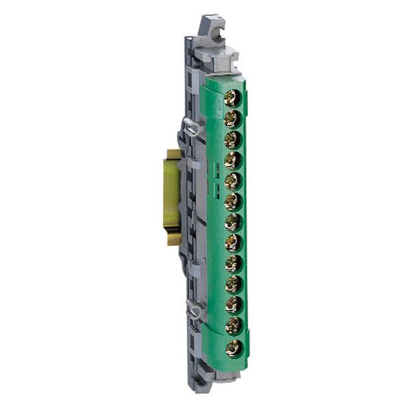 IP 2X terminal block - earth (green) - 1 x 6 to 25² - 12 x 1.5 to 16² -L. 113 mm image 1