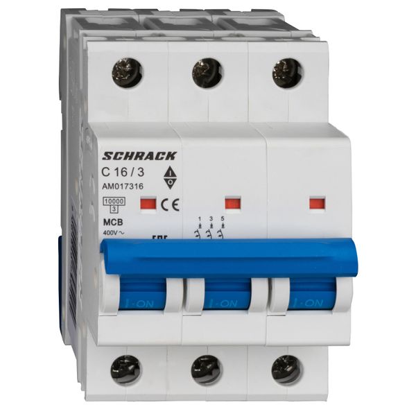 Miniature Circuit Breaker (MCB) AMPARO 10kA, C 16A, 3-pole image 1