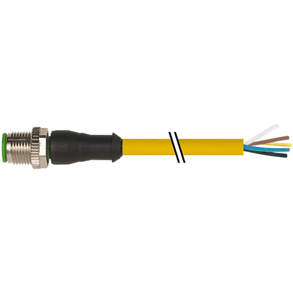 M12 male 0° A-cod. with cable PUR 5x0.34 ye UL/CSA+drag ch. 40m image 1