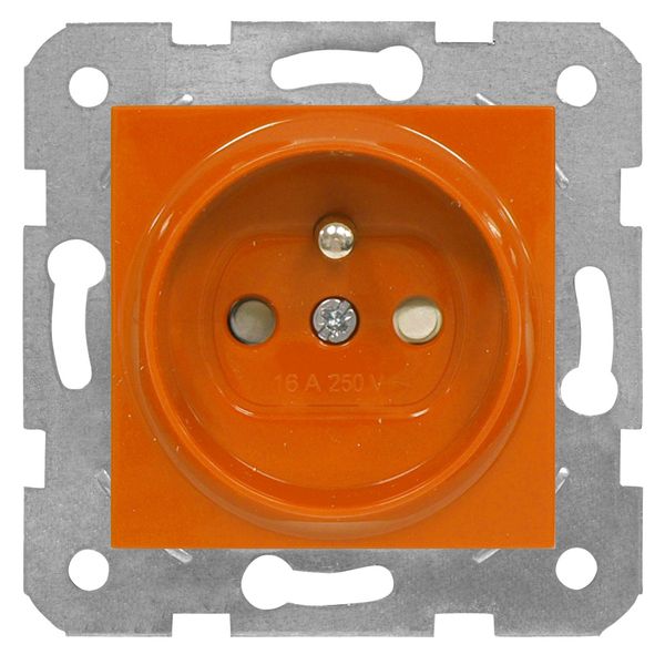 Pin socket outlet with safety shutter, orange, screw clamps image 1