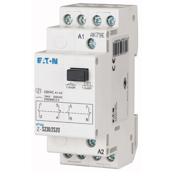 Impulse relay, 24AC/12DC, 2NO+2NC, 16A, 50Hz, 2SU image 1