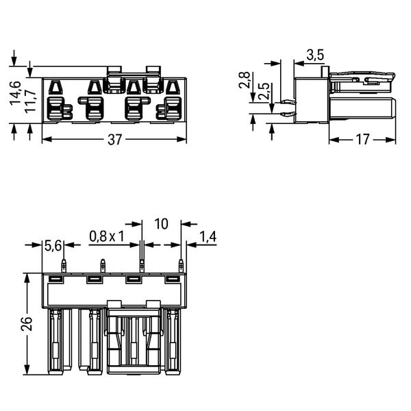 Socket for PCBs straight 4-pole gray image 4