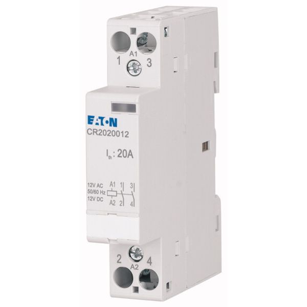 Installation contactor, 20A, 12V AC/DC, 2NO image 2