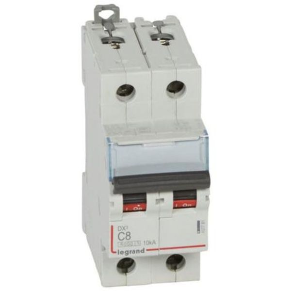 DX³6000 10kA high inlet and low outlet 2P screw circuit breaker 230V~ to 400V~ - 8A - curve C - 2 modules image 1